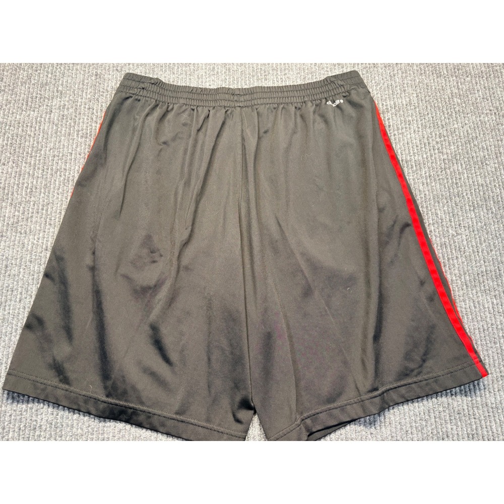 Adidas Mens Climalite Athletic Shorts Black Red 3 Stripe Size Large L Pockets - Picture 3 of 5